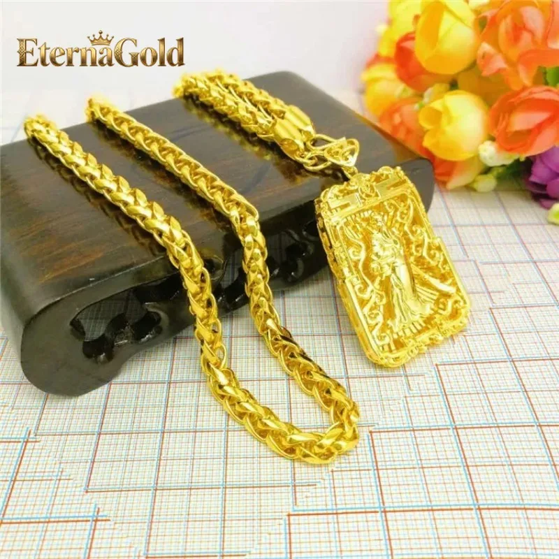 

EternaGold 9999 genuine gold 24K gold couple pendant, round bead necklace, gold jewelry pendant