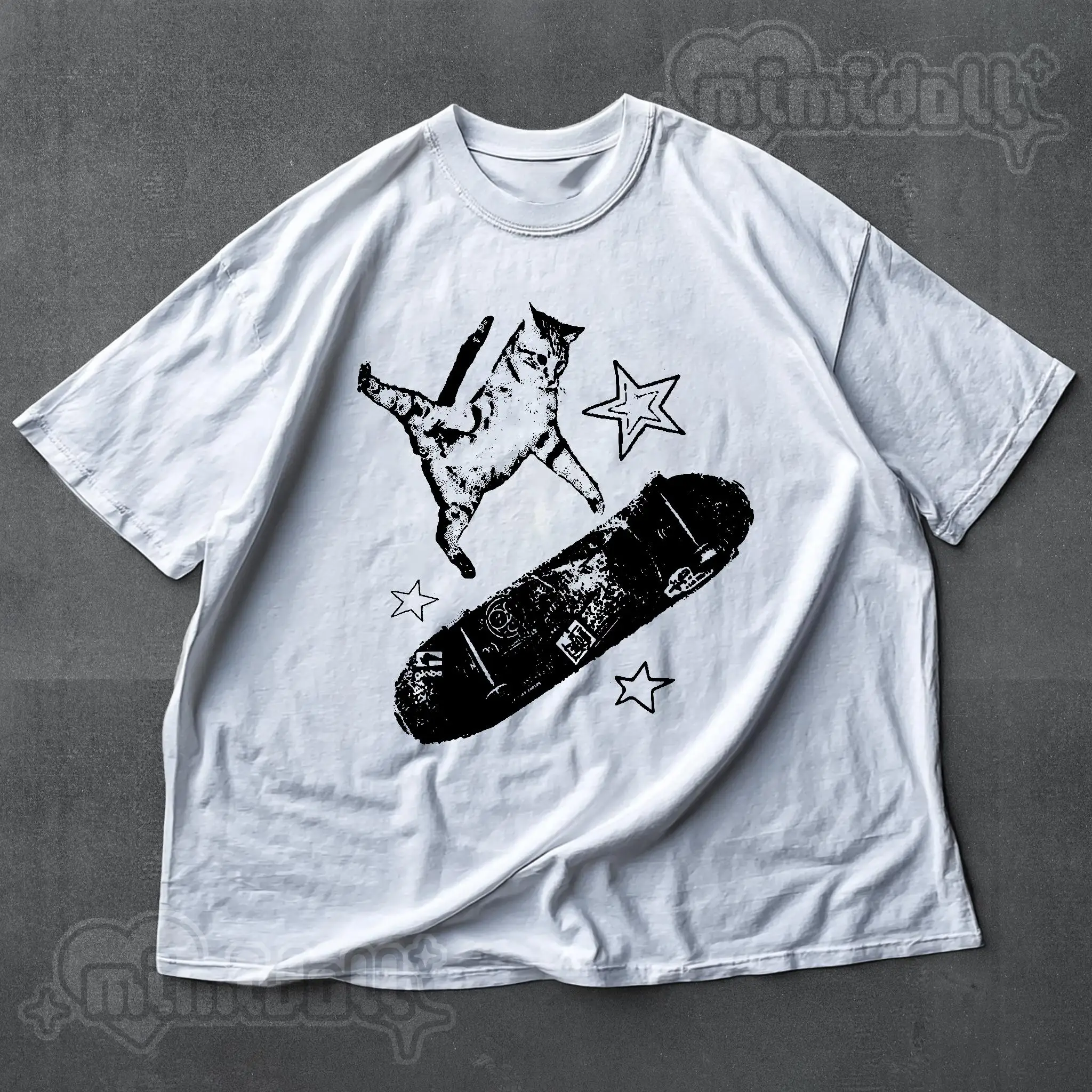skateboard cat Y2K shirt 90s aesthetic vintage kitten Y2K tshirt, rockstar gf aesthetic cat tee, retro grunge coquette skater