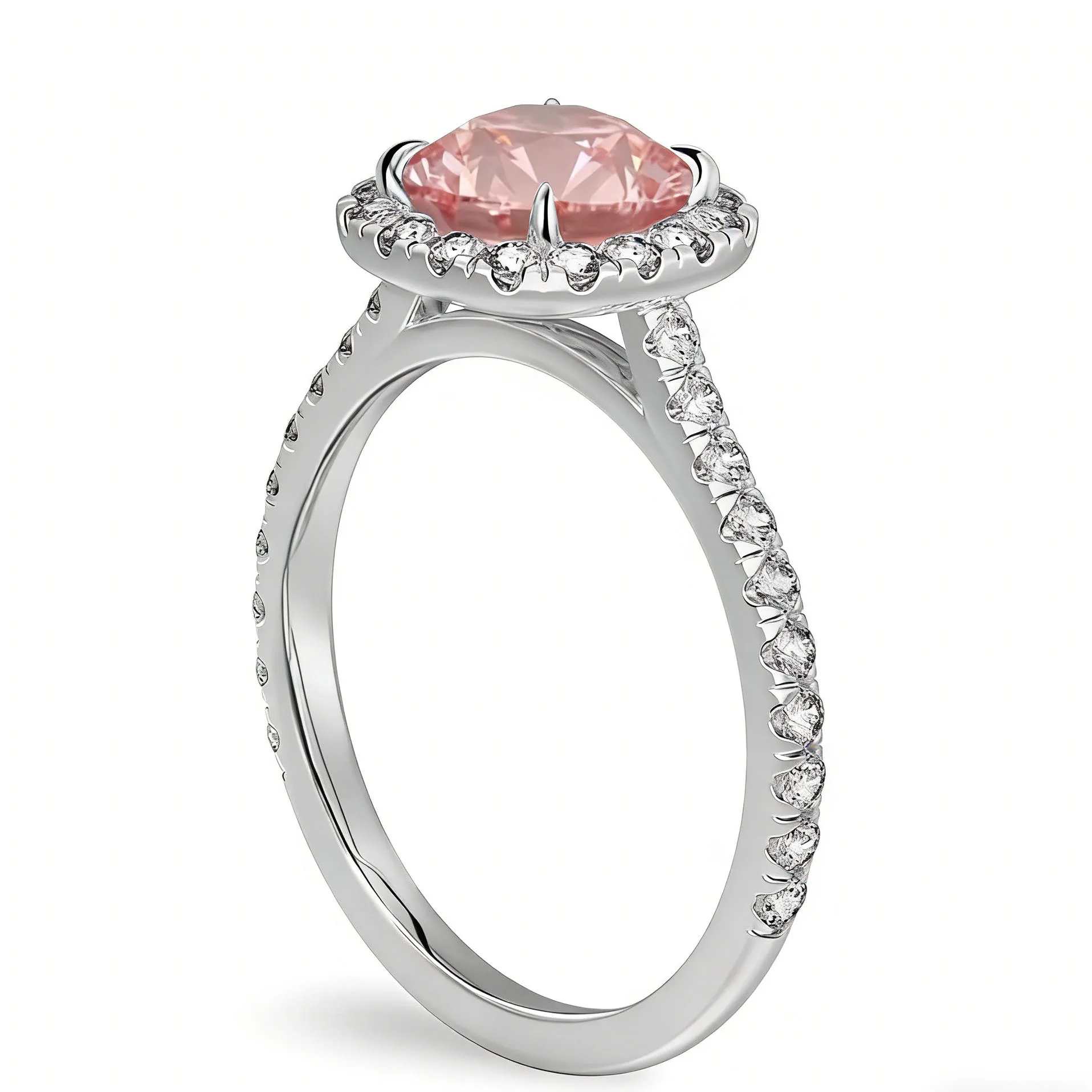Echter Platin 950 Damenring IGI Fancy Pink Rundschliff 1 Karat Hauptstein Laborgezüchteter Diamant VS-VVS IGI Diamantring für Damen – Detail 6