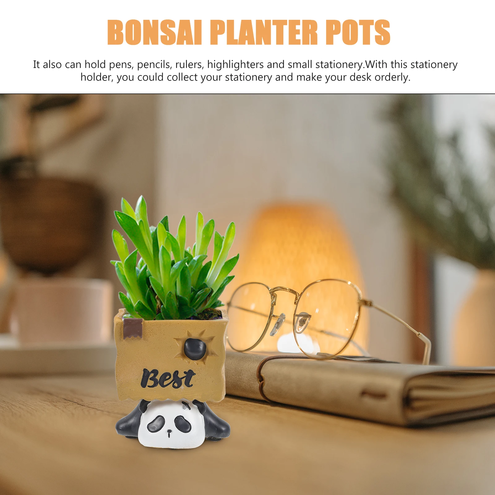 

Resin Pen Holder Desk Organizer Pencil Cup Stationery Storage Bonsai Planter Pot Succulent Flower Pot Student Gift