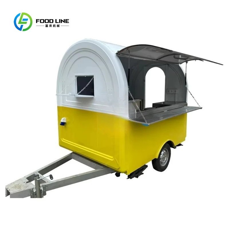 

Mobile Food Truck Dining Car Single Axle Round Mobile Food Trailers Street Sale Chicken Rotisserie Bbq Catering Food Cart