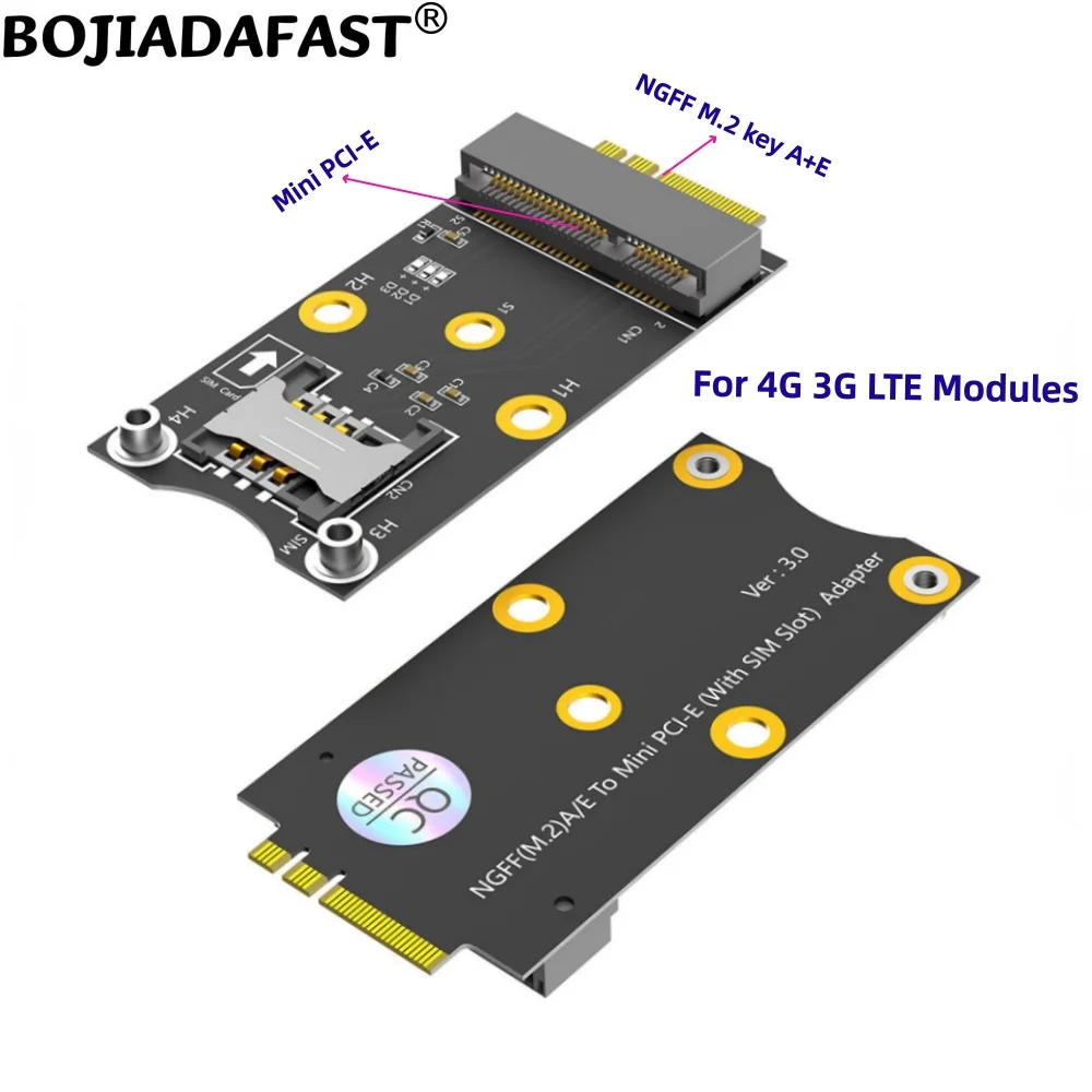 NGFF M.2 Key A+E Interface to Mini PCI-E MPCIe Wireless Adapter SIM Card Slot For 3G 4G LTE GSM Modem / WiFi Module