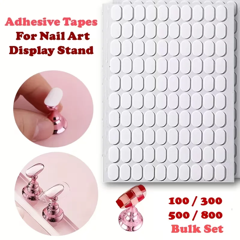 200pcs Nail Support Double-Sided Tape Nail Art Transparent No-Trace Jelly Tape Wearable Nail Tips Practice Base Fixing St