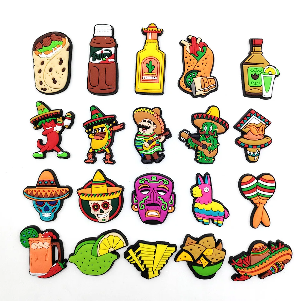 

Shoe Charms Accessories for Crocs Sandals New Mexican Food Shoe Flowers European and American Potato Chips Beverage Accessories