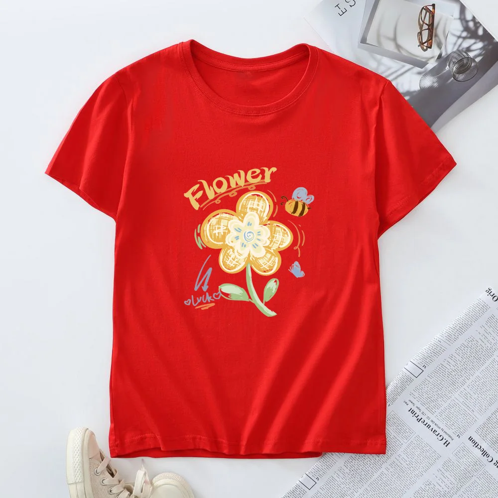 Women Tee Shirts 100% Cotton Short Sleeve Top Woman Summer Women's T Shirt Oversized Clothing 2025 New Graphic Female T-shirt