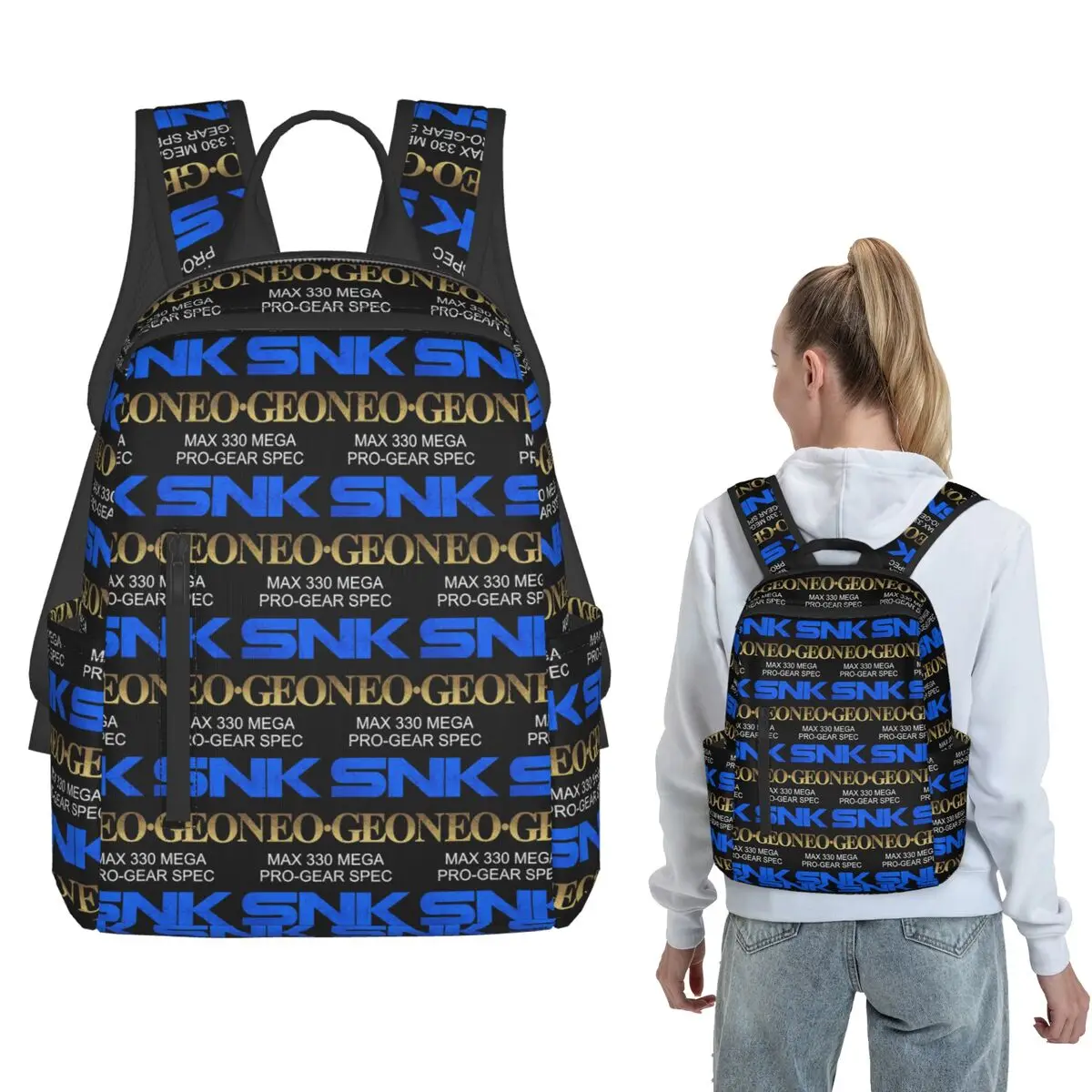 Neo Geo Pro Gear Spec Gold Retro Design Backpack Daypack Boys Girls BookBag School Bag Shoulder Bags for Men Women