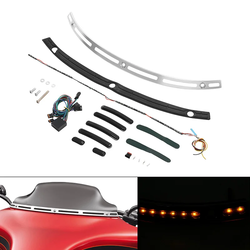 

Windshield Trim W/ Amber LED Light For Harley Touring Street Glide Electra Glide Ultra Limited 2014-2023 Motorcycle Accessories