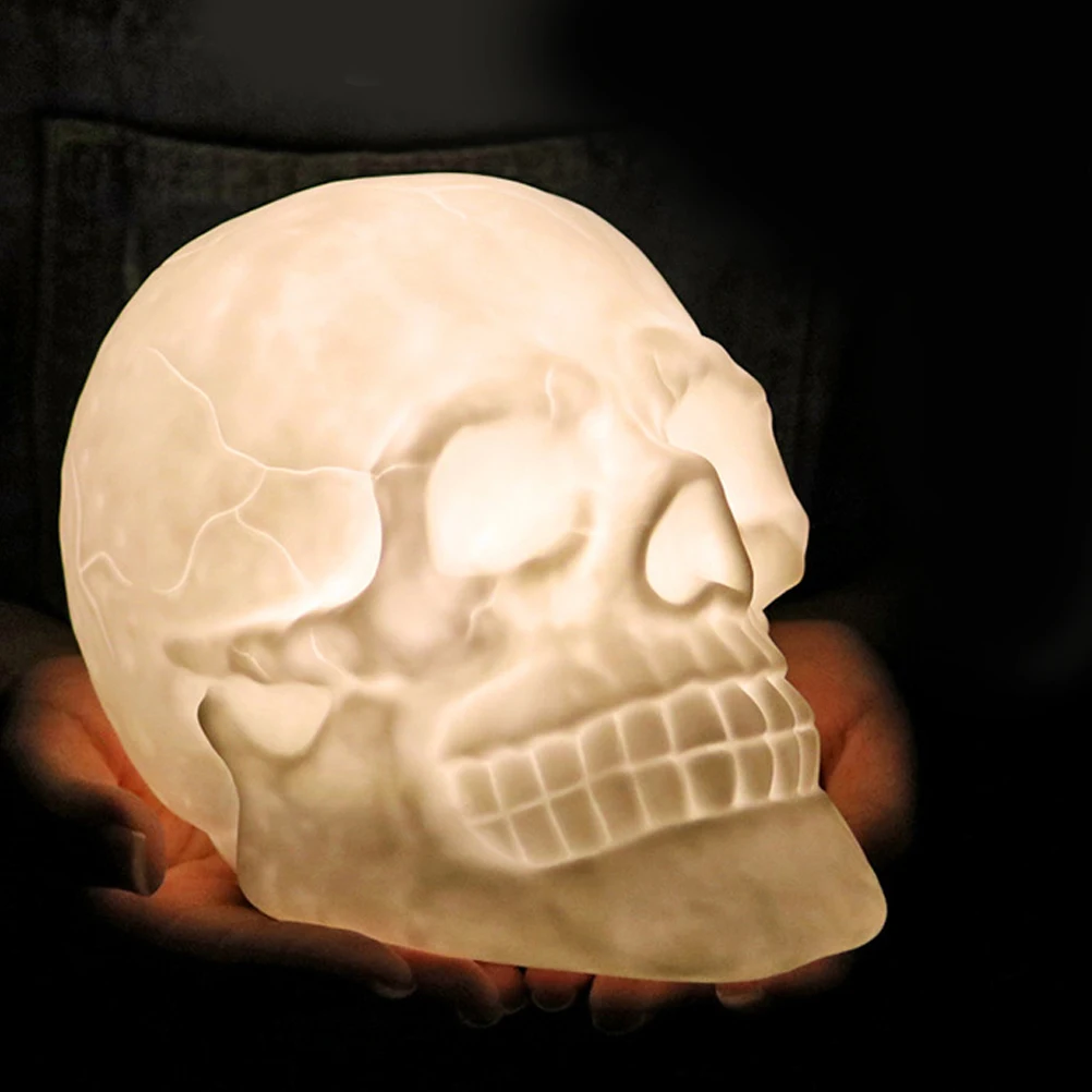 

3D Skull Night Light Led Colorful Touch Lamp Silicone Decorative Small Bedroom Light Home Office Bar Lounge Unique Illuminating