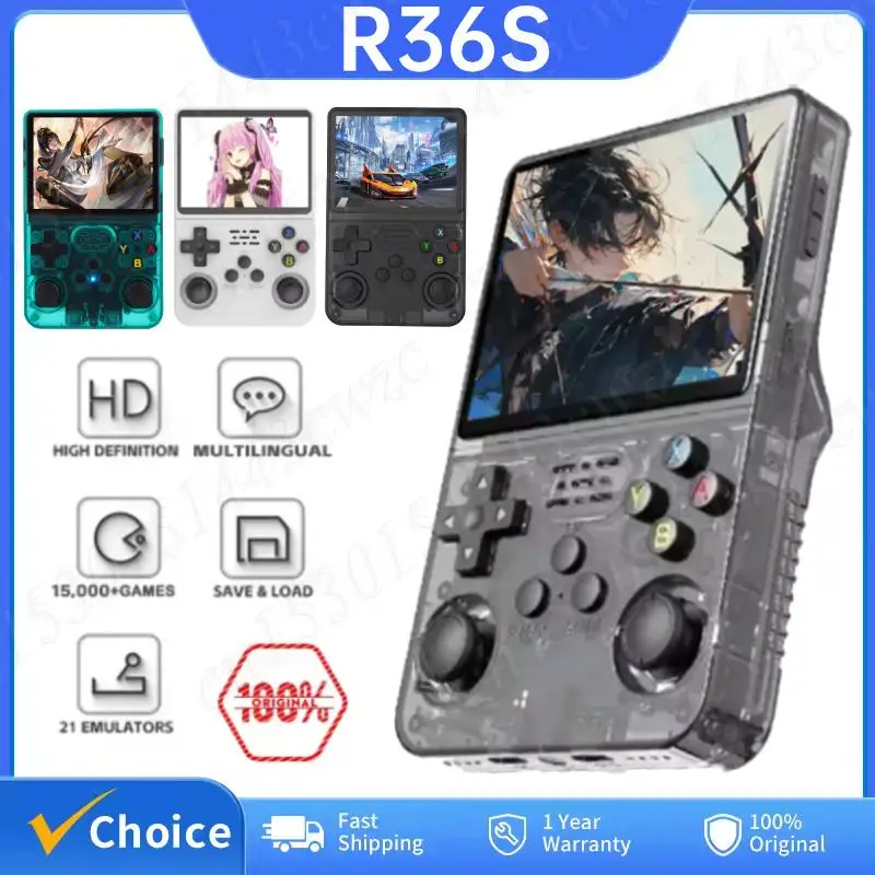 

R36S Retro Handheld Video Game Console 3.5Inch IPS Screen Linux System Pocket Video Gaming Player 64/128GB for Kids/Adults Gifts