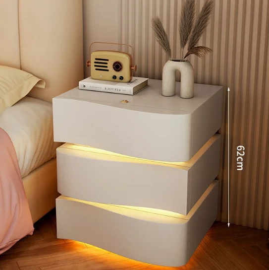 منضدة ذكية حديثة طاولة بجانب السرير خشبية ذكية مع ضوء لمس #4