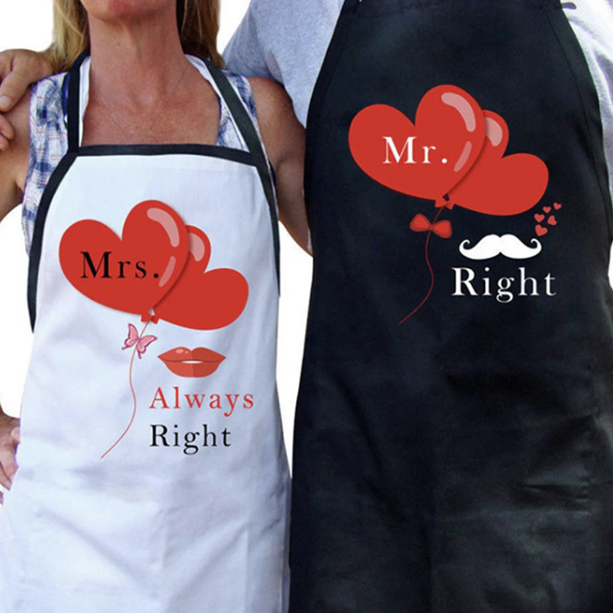 Funny Couple Aprons Mr and Mrs Cooking Kitchen Aprons Set for Birthday Wedding Engagement Anniversary Gifts