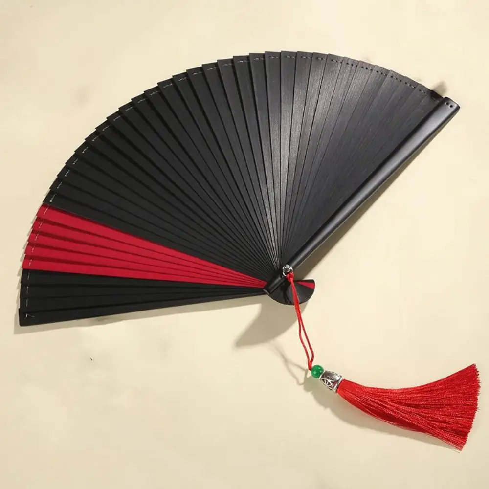 Black Bamboo Compact Dance Props Folding Portable Dance Fan Kimono Fan Ornament Bamboo Fan