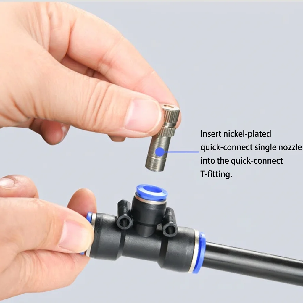 Automatic Watering System Connector, 12mm Quick Connect Tee Elbow Adapter for Garden Irrigation Cooling  Humidification