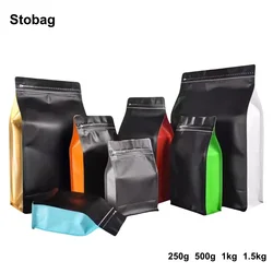 StoBag 50pcs Coffee Beans Bag Packaging with Valve Aluminum Foil Ziplock Sealed for Powder Food Tea Nuts Storage Reusable Pouch