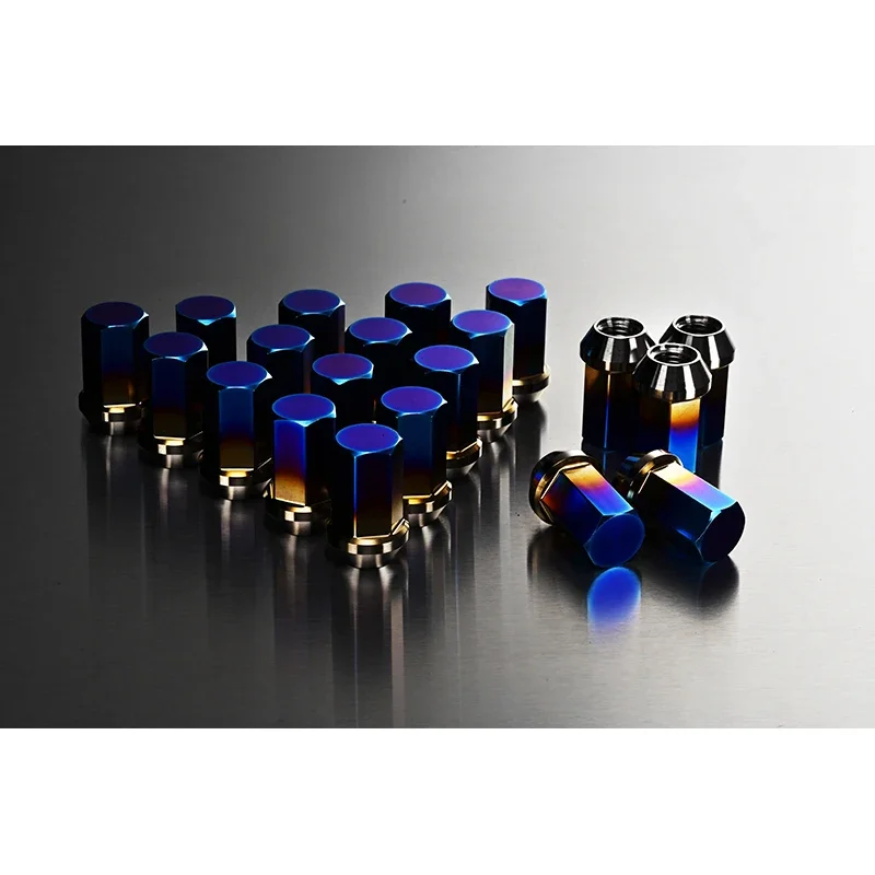 Car Titanium Alloy Brunt Blue Wheel Nuts Wheel Titanium Lug Nuts M12x1.5/M12x1.25