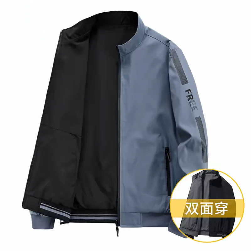 

Jacket Men's Spring and Autumn Double-sided Wear Young and Middle-aged Casual Stand-up Collar Jacket Men's Sports Simple Jacket