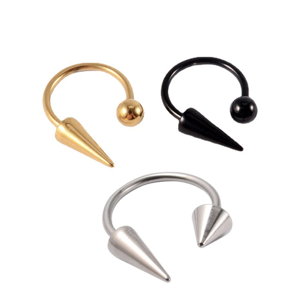 1PC Surgical Steel Earring Spike Lip Ring Skull Cool Punk Devil Horseshoe Unisex Ear Lobe Body Piercing Jewelry