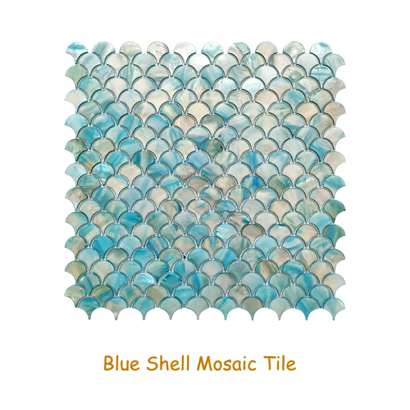 Upscale Ocean Blue Flabellate Shell Mosaic Tile 30x30cm Self-Adhesive Art Wall Sticker Decor For Bathroom,Balcony Decoration