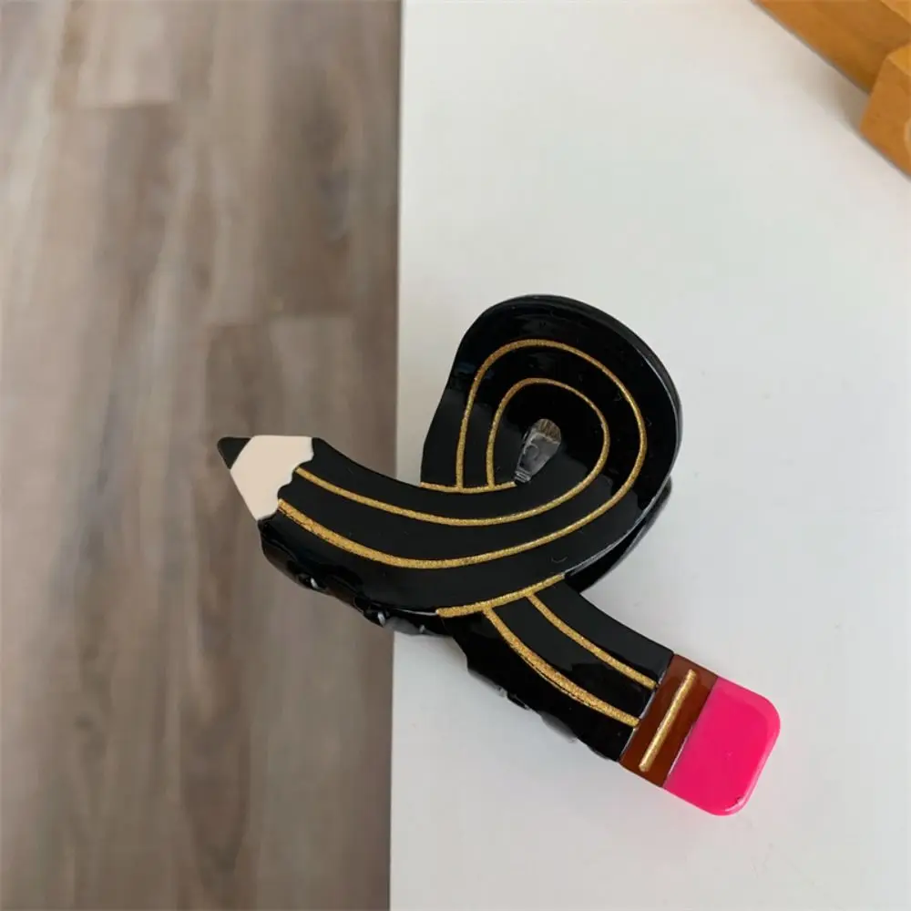 Cute Y2k Pencil Shape Hair Claw Korean Style Middle Acetate Claw Clip Hair Accessories Cross Pen Shark Clip Girls