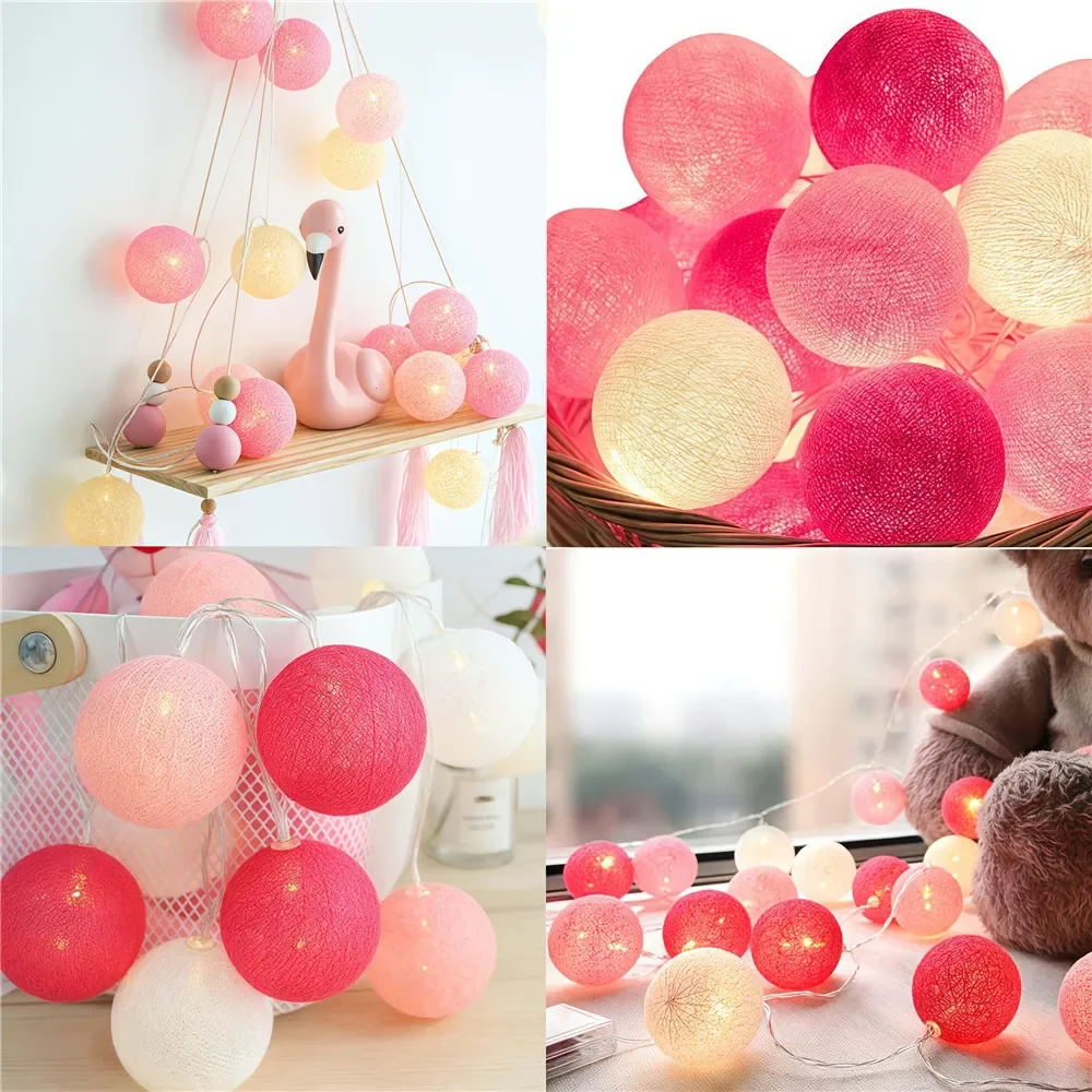 1.5/3M Cotton Garland Balls Lights String Christmas Outdoor Hanging Party Baby Kids Room Bed Fairy Lights Wedding Decorations image 3