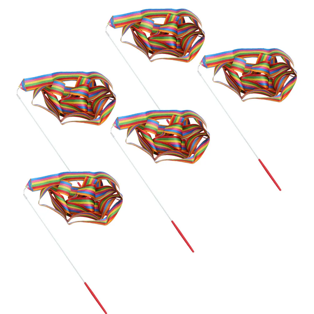 

5Pcs Colorful Rhythmic Gymnastics Ribbons 2-Meter Dancing Streamers for Kids Gymnastics Twirling Training Exercise Dance