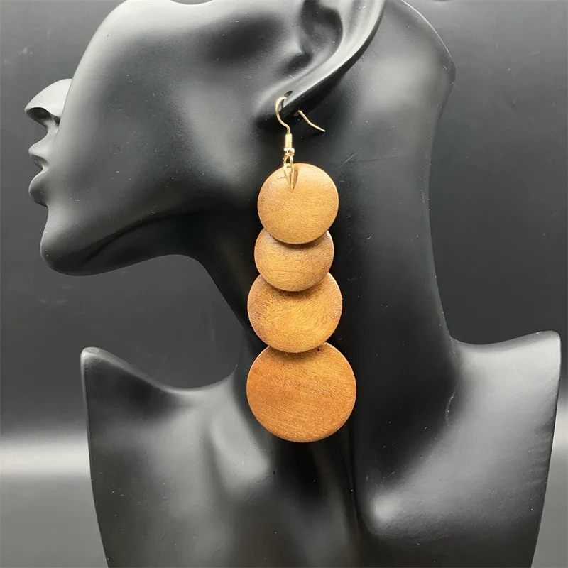 10/20/30/50Pairs/Lot Fashionable Printed Women\'s Wooden Thread  Bohemian Vintage Hanging Earrings Daily Jewelry Randomly Shipped