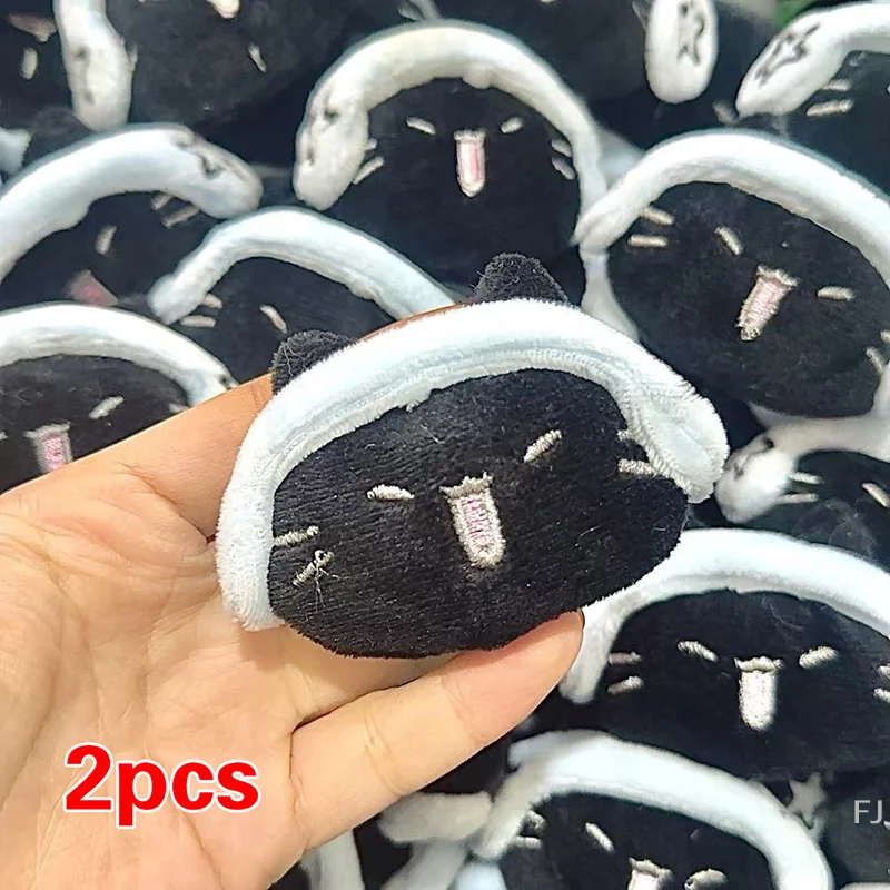 

[YU]2PCS Cute Blue Headphones Black Cat Plush Animal DIY Accessories Cartoon Hair Clips Charms Backpack Decoration