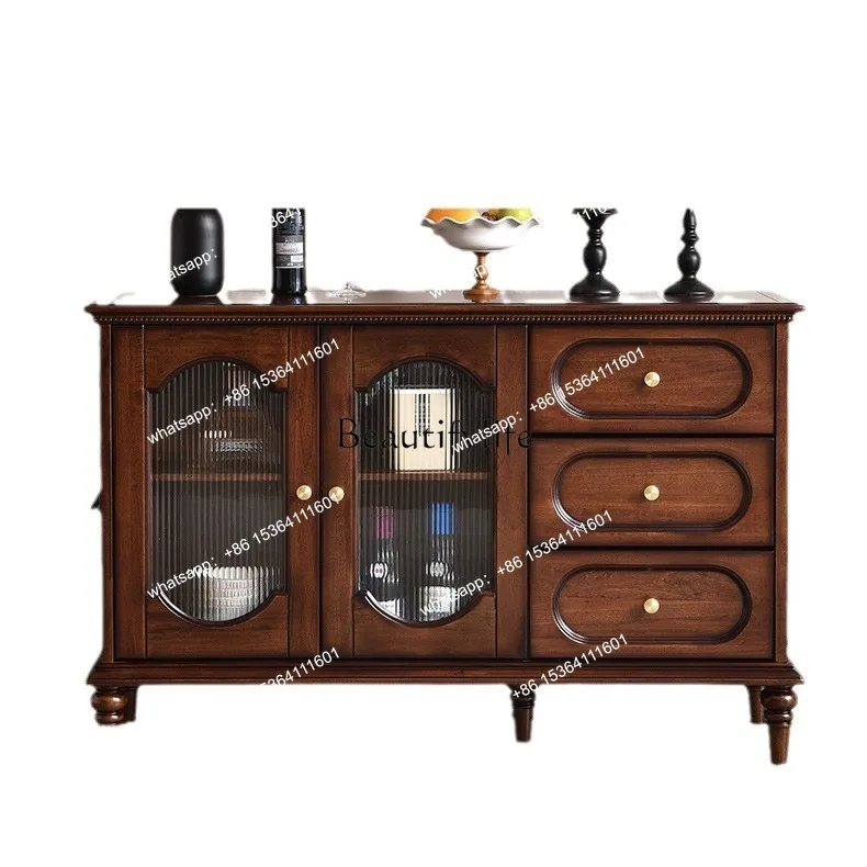 

Medieval solid wood dining side cabinet French American restaurant display storage cabinet