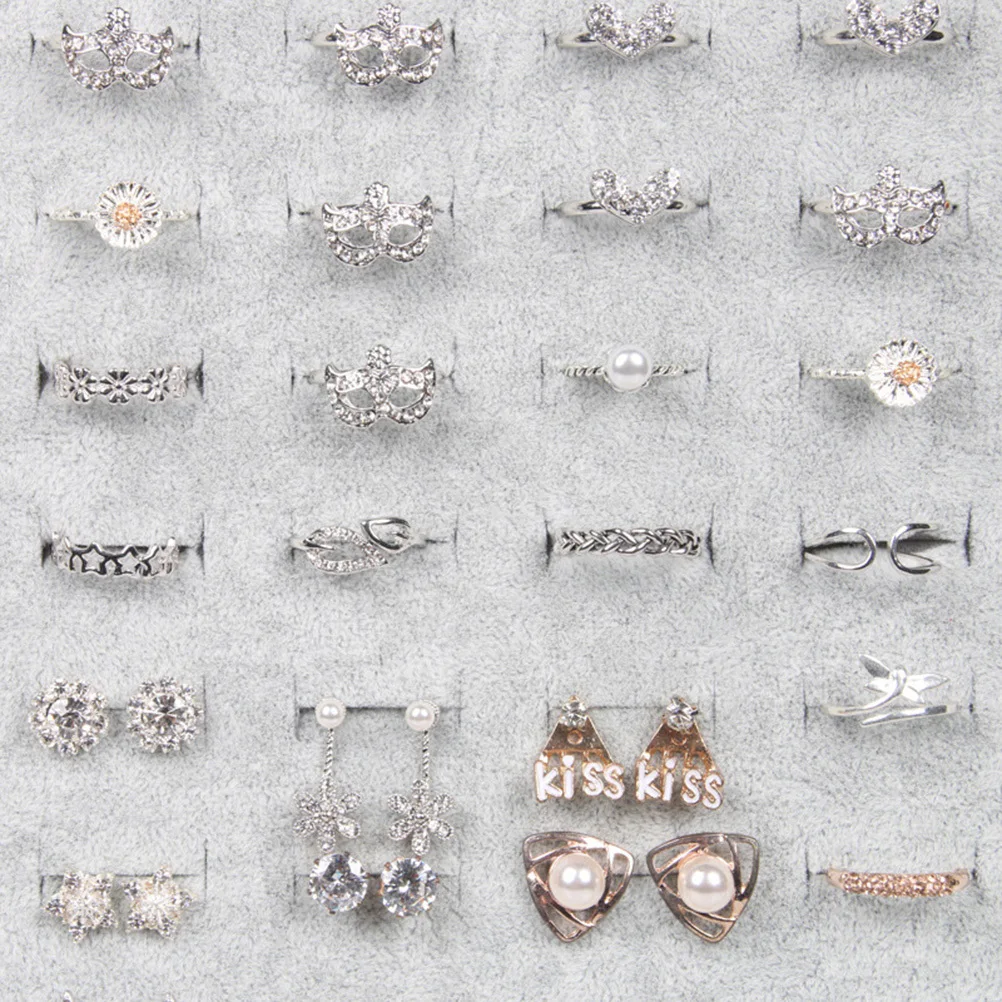 

Ring Display Board Grey Jewelry Organizer Holder Stylish Modern Design For Dressing Table Makeup Vanity Ring Showcase