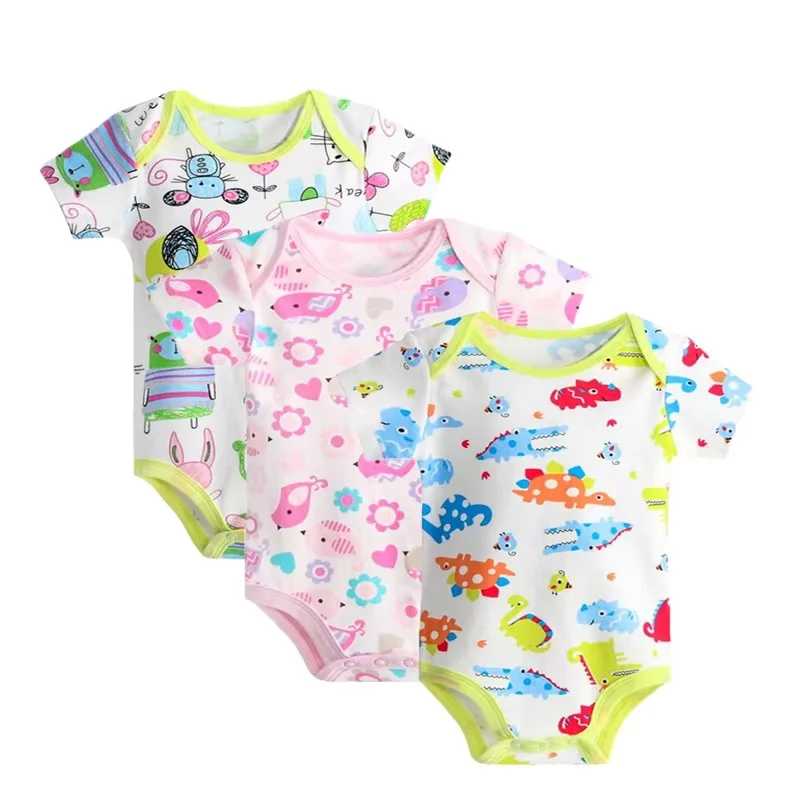 

Summer NewBorn Baby Cotton Rombers For Boys Girls Cartoon Short Sleeve Bodysuits Clothes Infant Toddler Overall Jumpsuit 3-18M