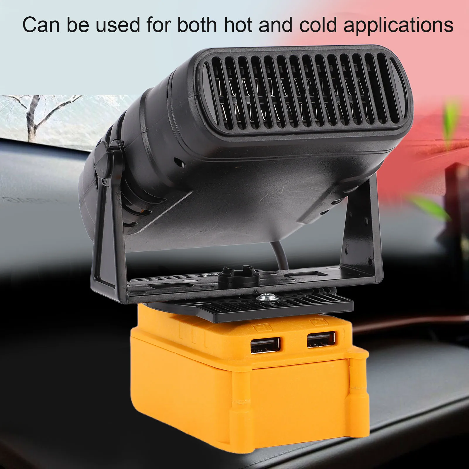 Space Heater Fit for DCB208 Li Ion Battery Smart Constant Temperature Electric Small Warmer 200W 2 Level Adjustable with 2 USB