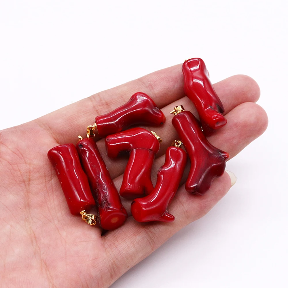 

5pcs Branch Shaped Irregular Red Coral Pendant Tree Design Loose Beads for Jewelry Making Coral Pendant DIY Necklace Accessories