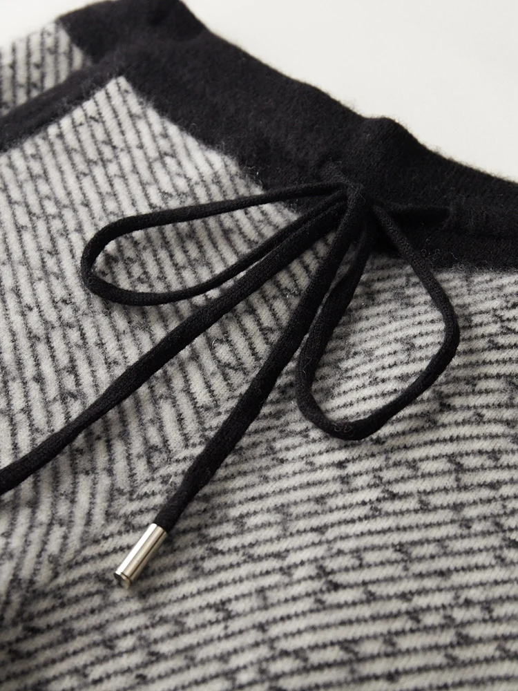 TLOML الرجال 100% ميرينو الصوف تريكو السراويل سميكة الجاكار الذكية بناطيل كاجوال الخريف الشتاء الكشمير مرونة الخصر لينة بانت