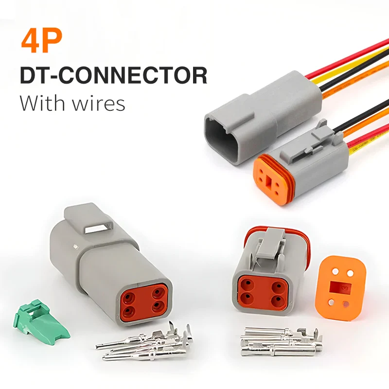 

5/10/100 Sets Deutsch Type Connector Male Female Waterproof DT Connectors 4-Pin Dt04-4p Dt06-4s ,Sealable,4 Position