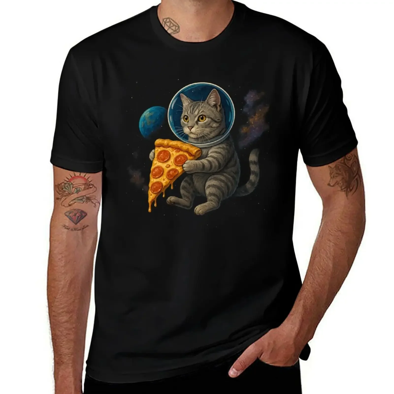 

cat in space T-Shirt Personalized t-shirt blue lock T-shirts man aesthetic clothes mens shirts graphic tee