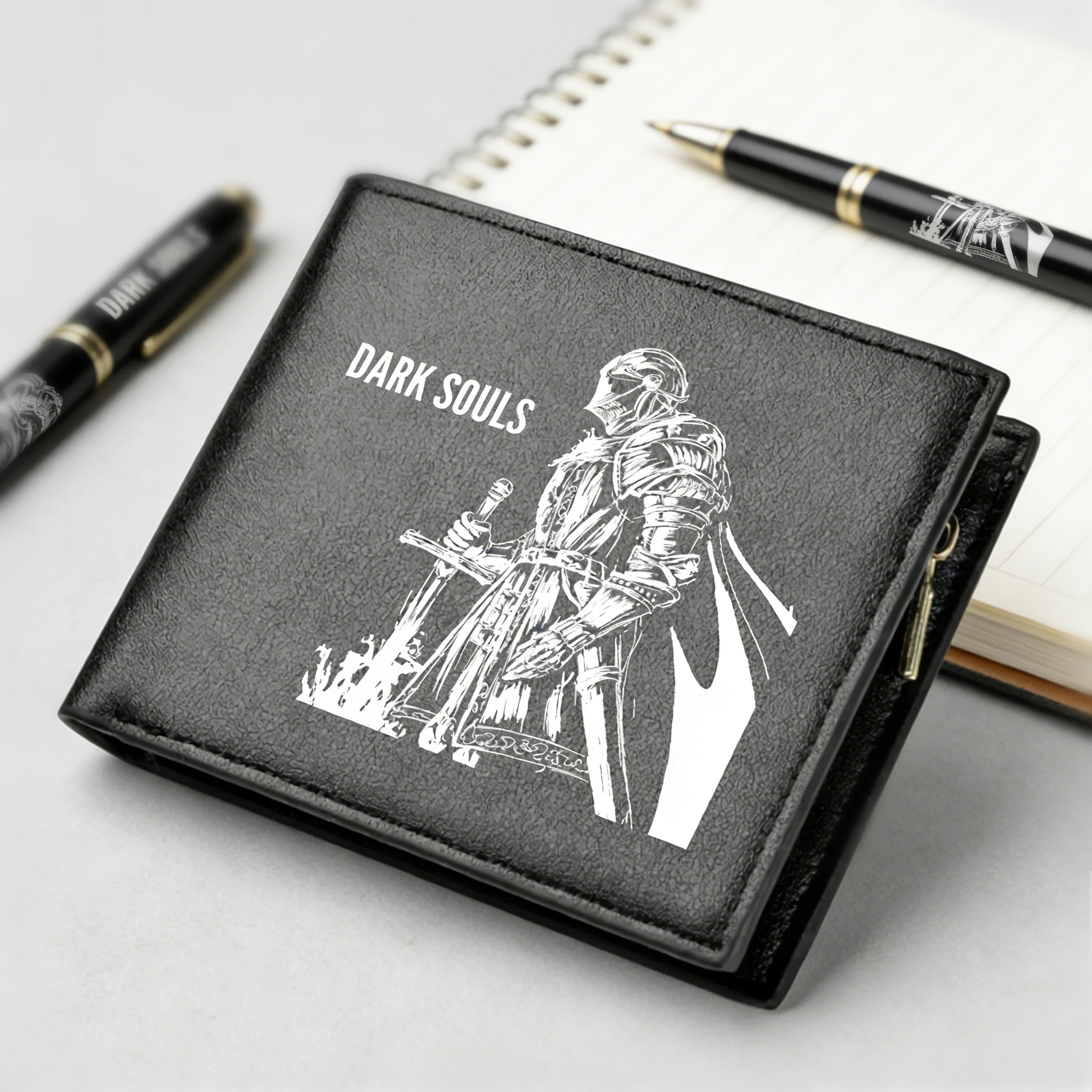 Carteras cortas para hombre de la serie Dark Souls, tarjeteros de identificación de Anime, monedero de cuero para niños con bolsillos para monedas, bolsas para dinero plegables de Anime