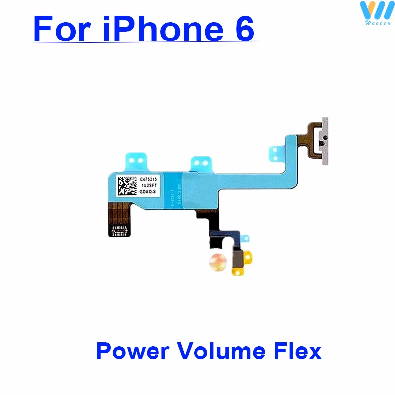 Genuine Power Volume Flex Cable For iPhone 4 4S 5 5C 5S 6 6S 6Plus 6SPlus ON OFF Power Volume Switch Side Key Flex Cable Parts