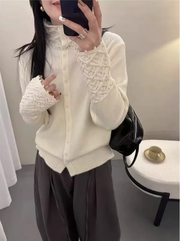 

Ele f High Collar Knitted Sweater Jaet Women's 2025 New Autumn Winter Korean Sle Outerwear Inner Match Top