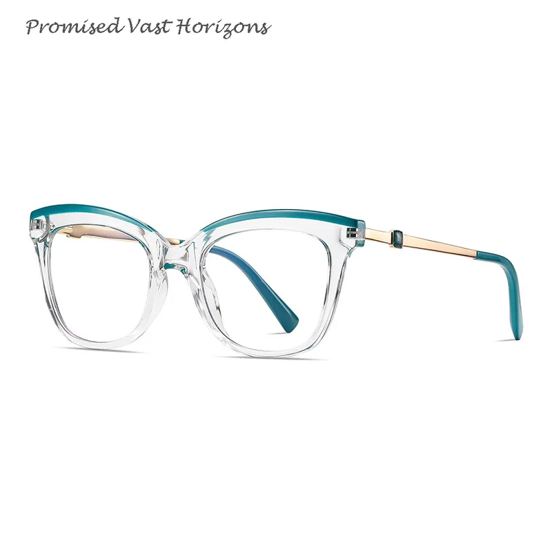 Lunettes bloquant la lumière bleue, Double couleur, monture TR90, branches métalliques, monture de lunettes Ins, grande monture à la mode, lentille Plano pour femme