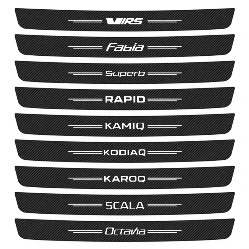 Car Door Sill Decals Trunk Bumper Strip Protective Stickers for Skoda VRS Octavia FABIA KAMIQ KAROQ KODIAQ RAPID SCALA SUPERB