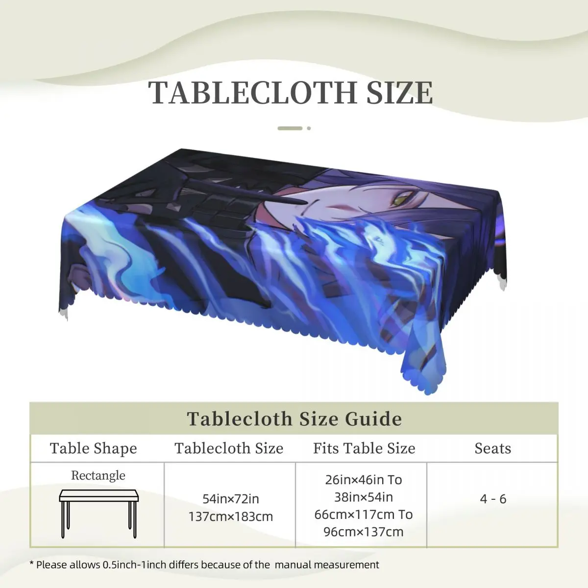 Game Role Flins Genshin Customized Rectangular Tablecloth Oilproof Table Cover for Festival Party Decorations Table Cloth