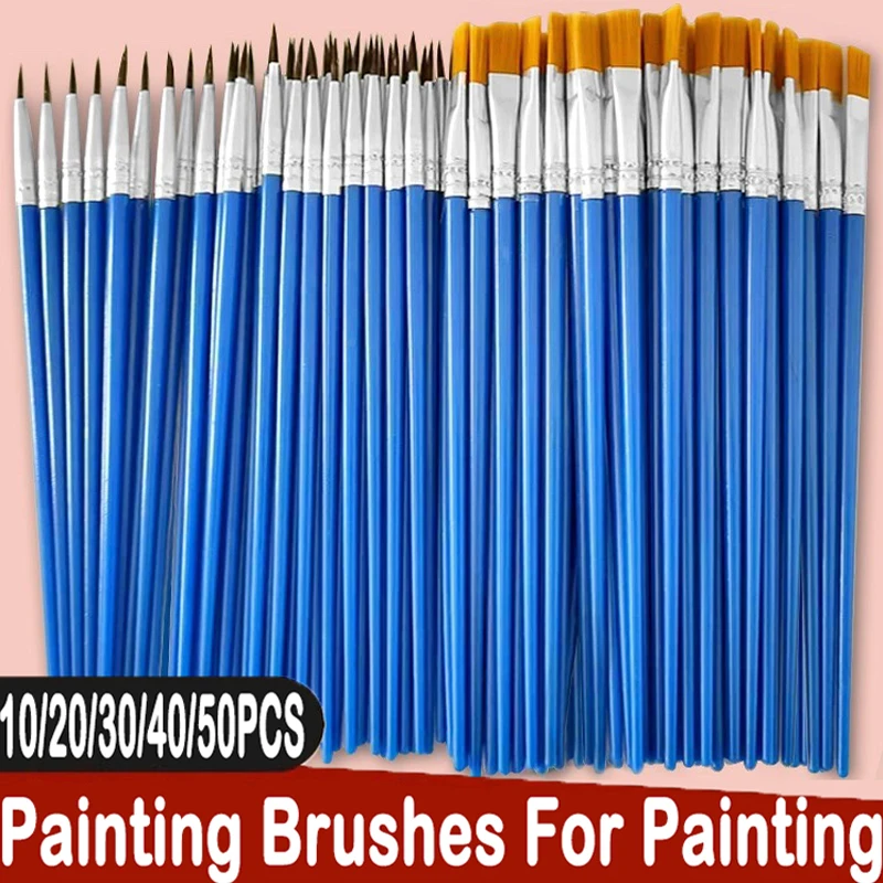 10/20/30/40/50 pçs pincéis de pintura para pintura artesanato artes e ofícios para artístico multifuncional gancho linha equipamentos de pintura