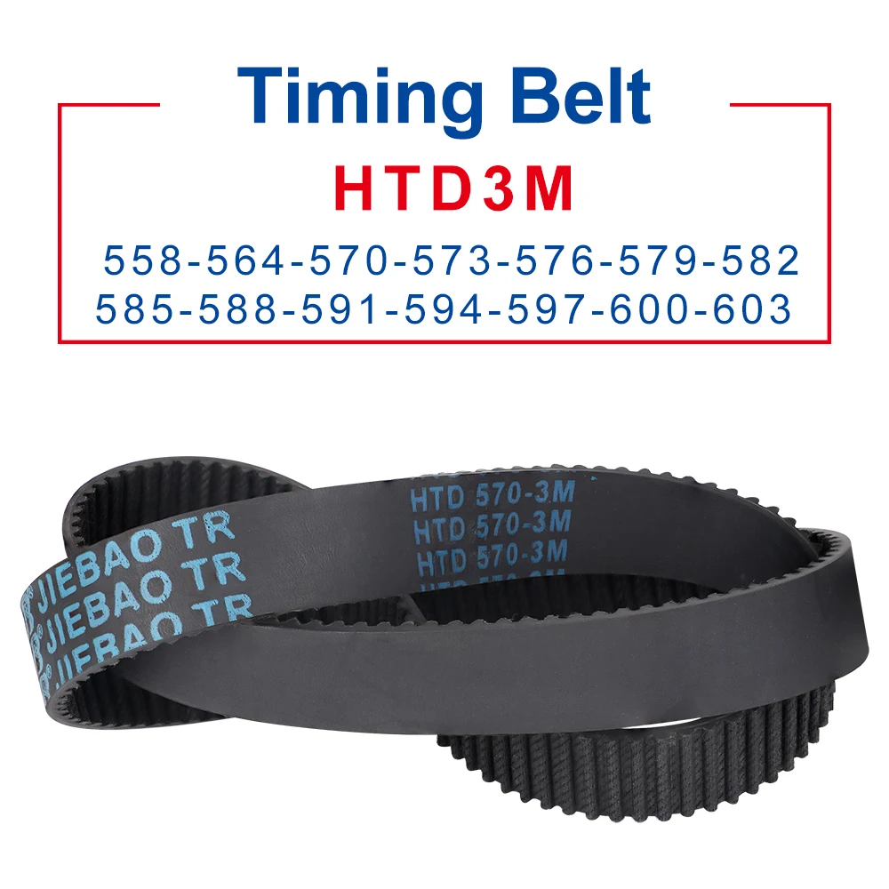 

Pulley Belt HTD3M Circular Teeth Closed Loop Transmission Belt Length 558/564/570/573/576/579/582/585/588/591/594/597/600/603 mm