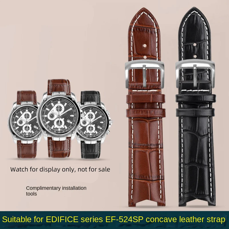 

For EF-524D-7A strap Casio EF-524 leather strap bracelet EDIFICE series 5051 EF-524SP-1A men's replacement watch band with tools