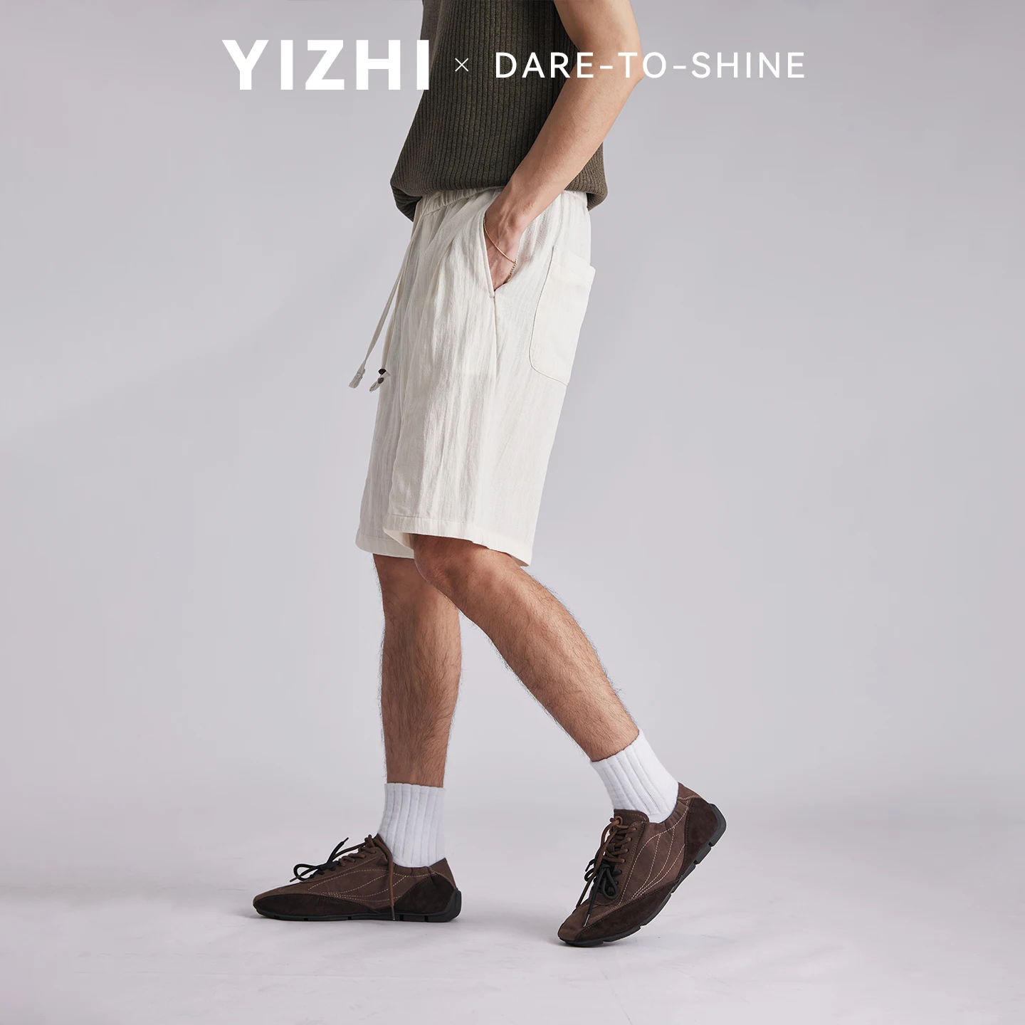 Fashion Men's Lyocell Cotton Linen Texture Shorts Old Money Style 2026 Summer Breathable Cool Feel 5 Inch Casual Pants