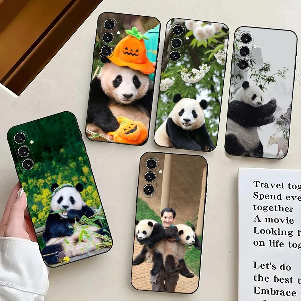 F-Fubao panda Animal  Phone Case For Samsung S24,21,22,23,30,Ultra,S20,Plus,Fe,Lite,Note,10,9,5G Black Soft Cover