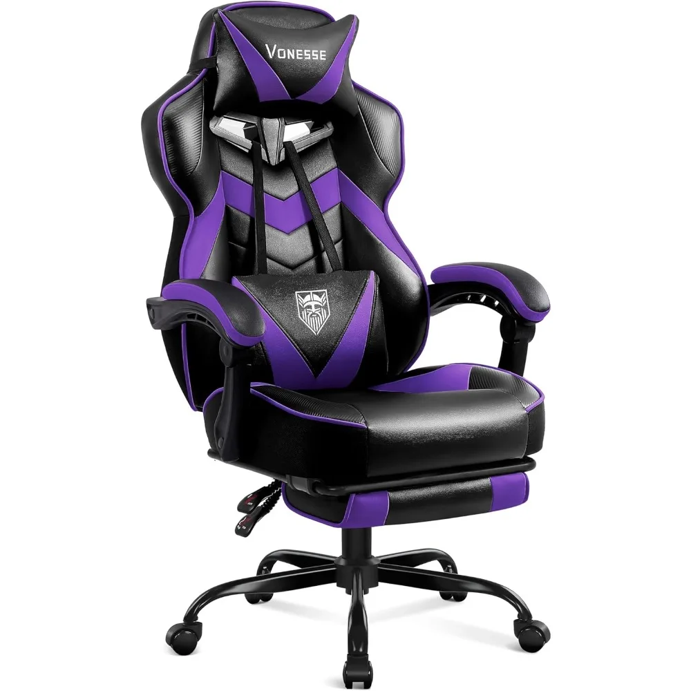 

Gaming Chair,Computer Chair with Footrest and Massage,Reclining Gaming Chairs for Adults,Big and Tall High Back Gamer Chair (Pu