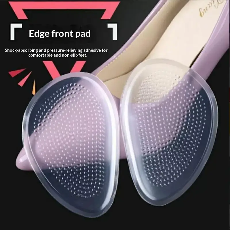 2 Paar Silikon-Vorderfußpolster für High Heels, Rutschfeste Einlegesohlen für Sandalen, Schmerzlinderung, Fußpflegekissen, Selbstklebende Schuh-Halbeinlagen – Detail 11