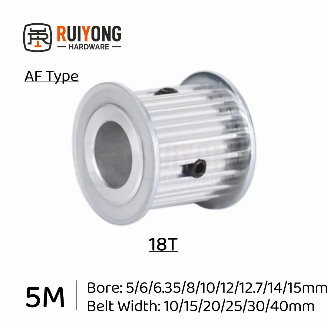 

HTD5M Timing Pulley 18Teeth AF Type Bore 5/6/6.35/8/10/12/12.7/14/15mm Belt Width 10/15/20/25/30/40mm 3D printed parts 5GT