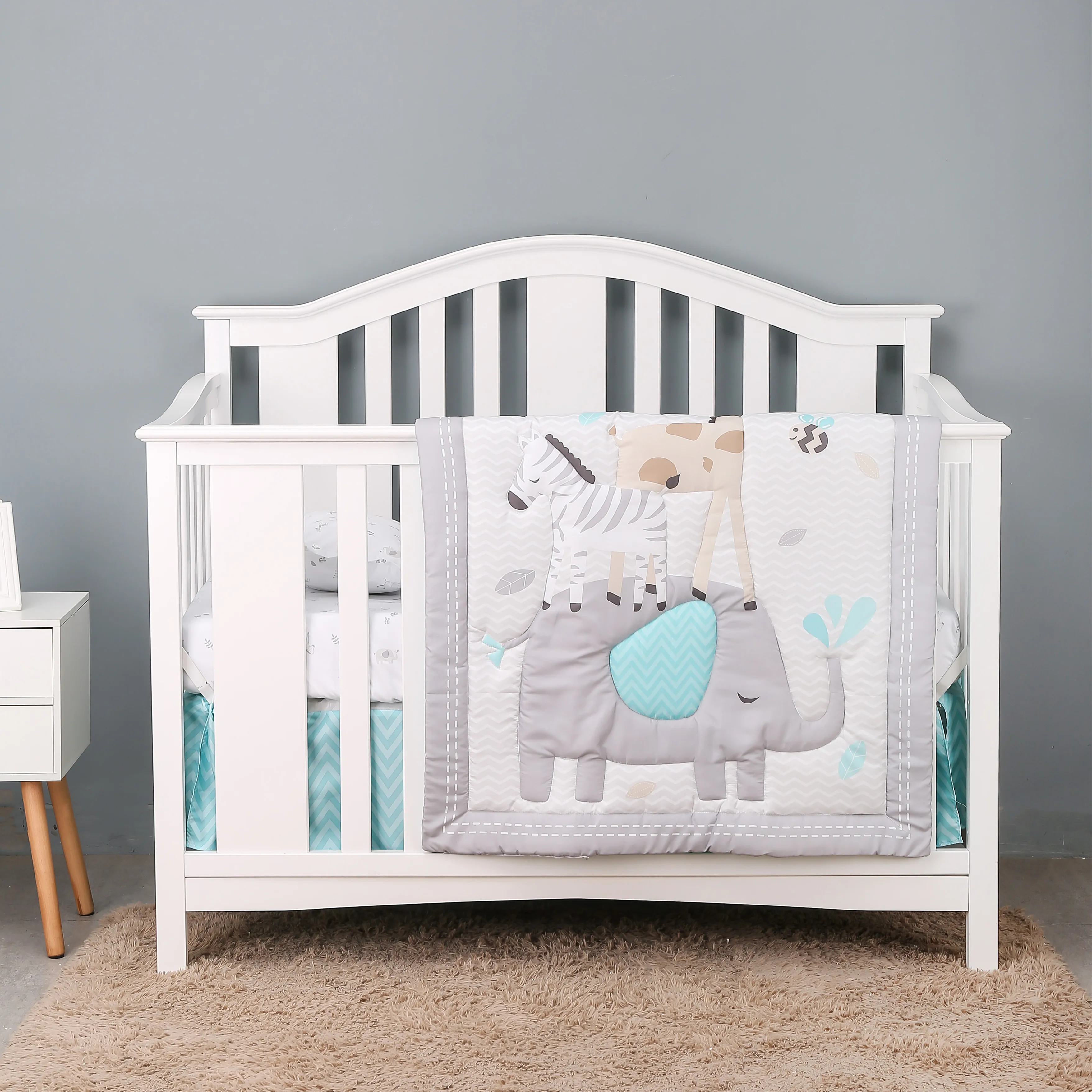 

3Piece Jungle Crib Bedding Sets for Boys and Girls Baby Crib Sheets Included Crib Comforter Fitted Sheet Crib Skirt